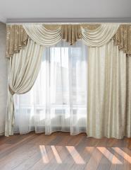 Комплект штор с ламбрекеном Донна Премиум крем-брюле